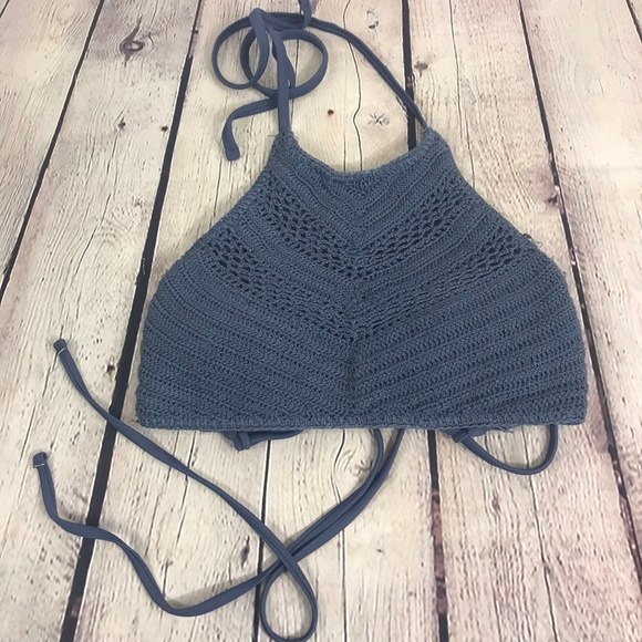 Xhilaration Women's  Crochet High Neck Bikini Top - Picture 2 of 6